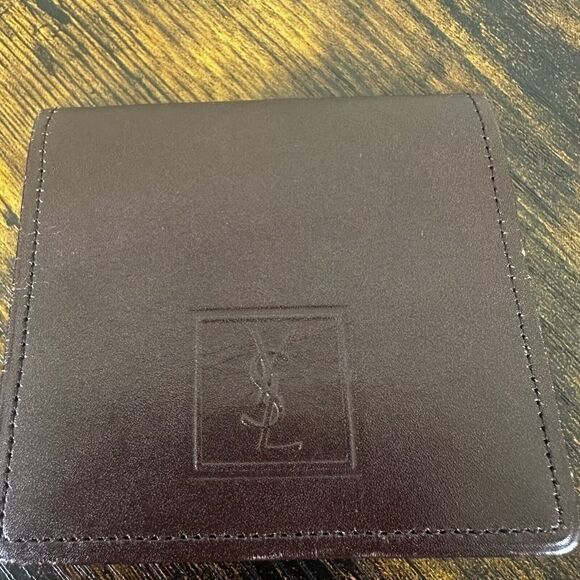 YSL Yves Saint Laurent Card Coin Holder Case Brown Leather‎ - Picture 2 of 13